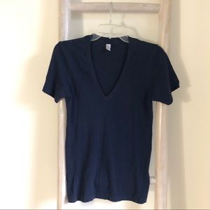 American Apparel V-Neck Tshirt Navy Size XS
